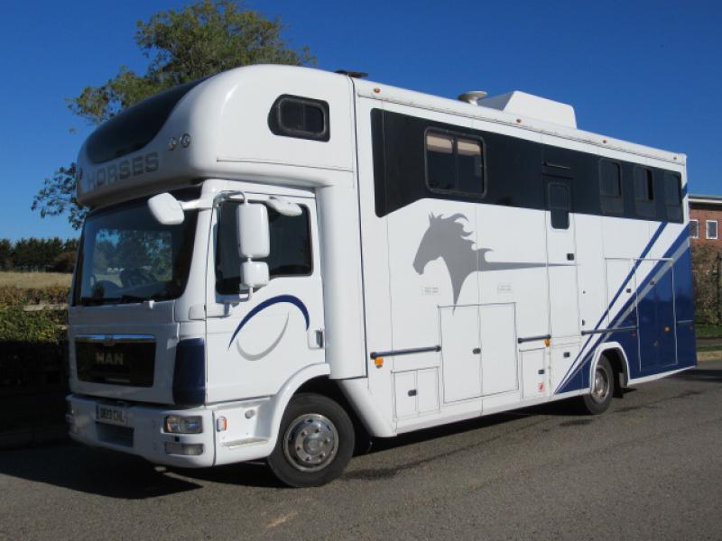 22-395-2013 MAN TGL 7.5 Ton Coach built by G B Coach builders. Stalled for 3. Full luxurious living, Sleeping for 6. Huge amount of external locker storage.. Pristine condition throughout!