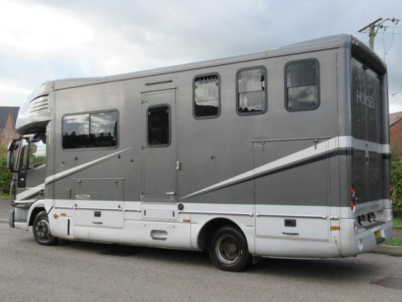 22-412-**NEW PRICE**  Beautiful 2009 Iveco Eurocargo 7.5 Ton Automatic, coach built by Olympic. Stalled for 3 with smart spacious living, sleeping for 4. Toilet and shower.  Only 65,247 Miles from new. Horsebox from new! Full tilt cab