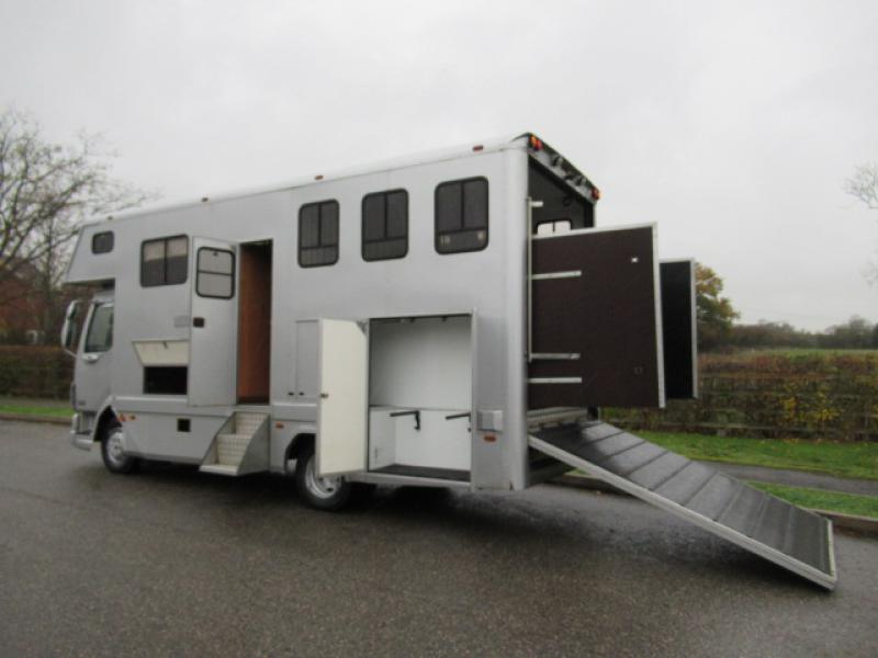22-426-2005 DAF LF 7.5 Ton Coach built by Geoff Bains. Stalled for 3 with smart living, sleeping for 4. Toilet and shower. Underfloor storage.