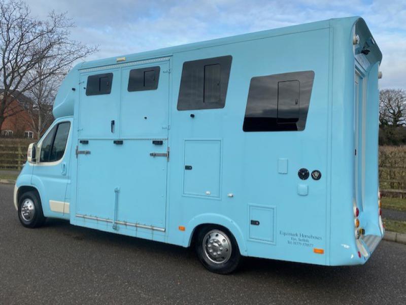 23-485-Beautiful 2019 Model  68 Citroen relay 3.5 Ton Coach built by Equimark horseboxes. Weekender Lux Model. Stalled for 2 rear facing.. Smart compact living at the rear. Horsebox from new. Only 3,500 Miles .. LIKE NEW!