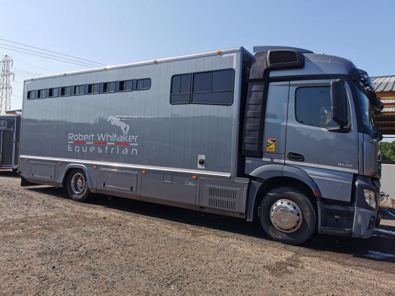 23-570-2014 Euro 6 Mercedes Benz Actros 18 Ton Automatic Coach built by Quighley Coach builders. Stalled for 7 with smart living at front. Full tilt cab