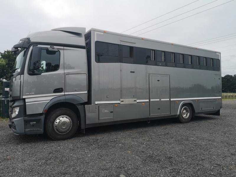 23-570-2014 Euro 6 Mercedes Benz Actros 18 Ton Automatic Coach built by Quighley Coach builders. Stalled for 7 with smart living at front. Full tilt cab