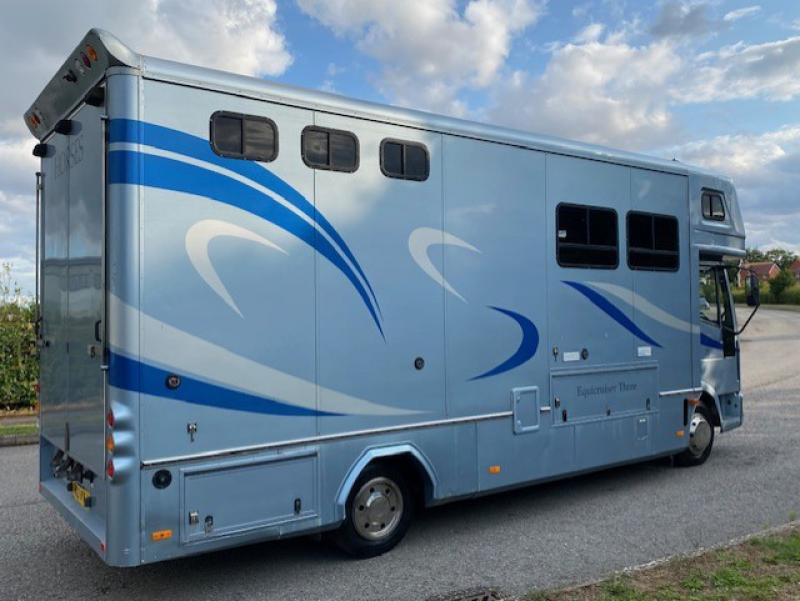 23-605-2003 Iveco Eurocargo 75E17 7.5 Ton Coach built by Equicruiser horseboxes. Stalled for 3. Smart luxurious living, sleeping for 6. Large bathroom. Underfloor storage, Full tilt cab.