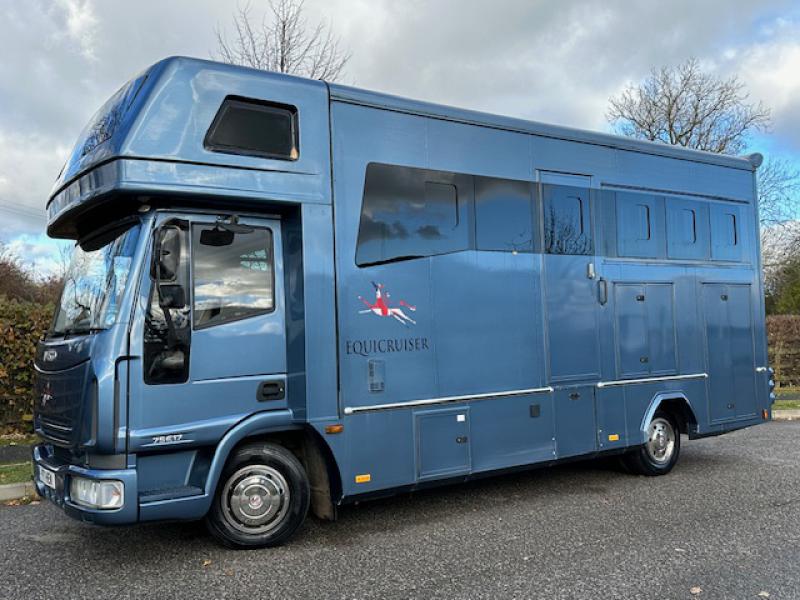 23-709-**NEW PRICE**  2006 Iveco Eurocargo 75E17 7.5 Ton Coach built by Equicruiser horseboxes. Stalled for 3. Smart luxurious living, sleeping for 4.Toilet and shower. Full tilt cab. Low mileage
