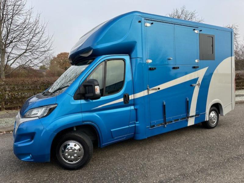 23-714-2019 Peugeot Boxer 3.5 Ton Coach built by National van coach builders. Built on a Long wheelbase chassis. New Build. Long stall Weekender model. Stalled for 2 rear facing. High specification