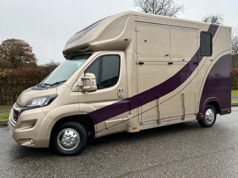 23-720-2015 Model 64 Peugeot Boxer 3.5 Ton Coach built by Regent horseboxes. Long stall Model. Stalled for 2 rear facing. Smart changing area. High specification..