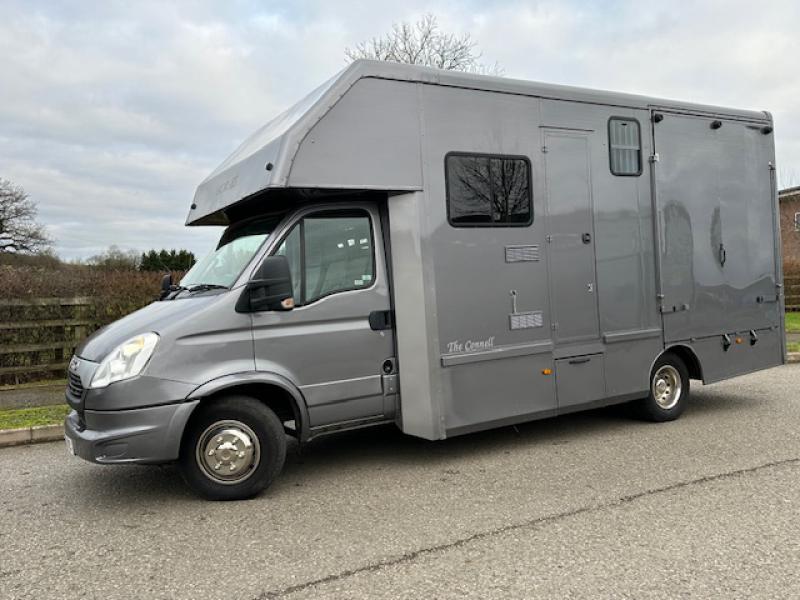 24-732-2013 Euro 6 Iveco Daily  70C17 7.0 Ton Coach built by Emslie Equine  Connel model. Recent build. Stalled for two forward facing. Smart living, sleeping for 3. Very smart horsebox!