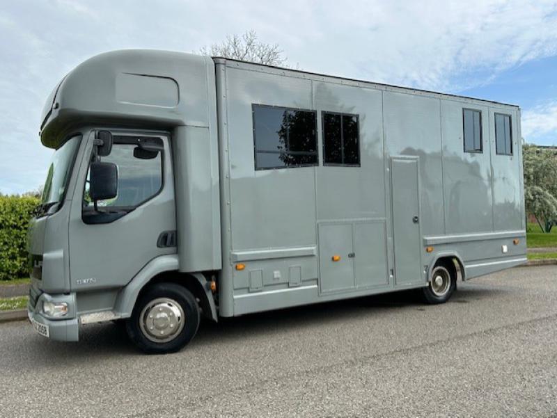 24-821-2008 DAF LF 160 7.5 Ton Coach built by Emslie Equine. Stalled for two. Smart living, sleeping for 3. Fitted toilet. No external  intruding into the horse area . Very smart horsebox!